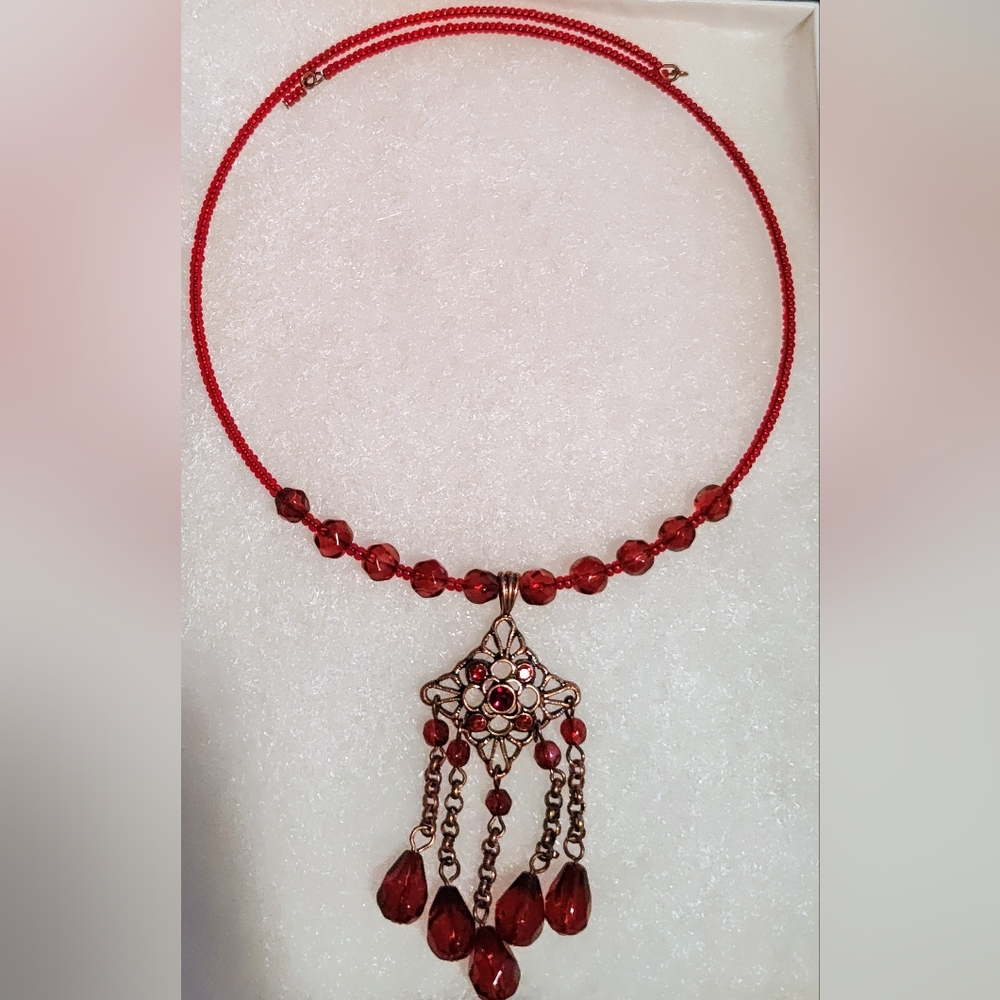 Two Beaded Red Necklaces